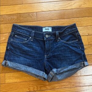 PAIGE Indigo Rolled Hem Denim Shorts